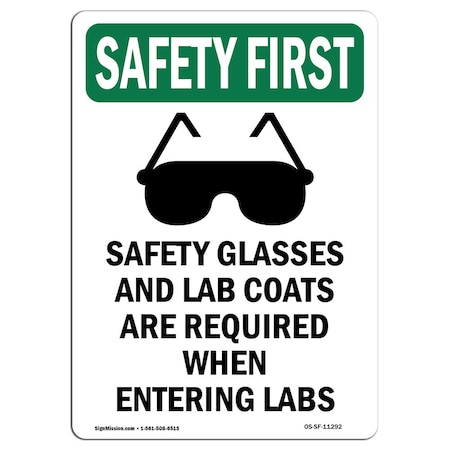 Signmission OSHA Sign, Glasses And W/ Symbol, 10in X 7in Aluminum, 7" W, 10" H, Portrait, OS-SF-A-710-V-11292 OS-SF-A-710-V-11292